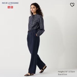 UNIQLO INES DE LA FRESSANGE Navy Linen/Cotton Pants 4
